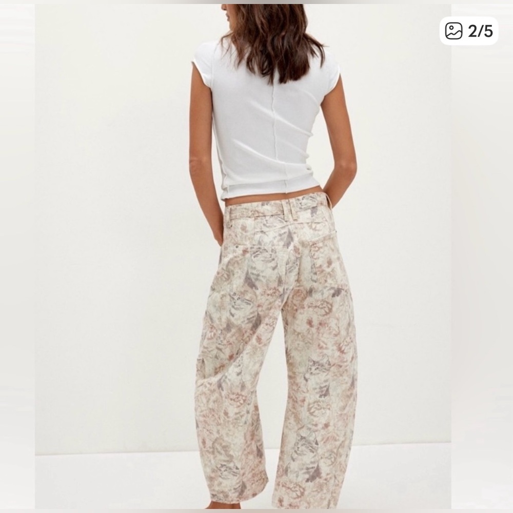 NWOT We the Free Good Luck Barrel Jeans in the CAT PRINT - Picture 2 of 8
